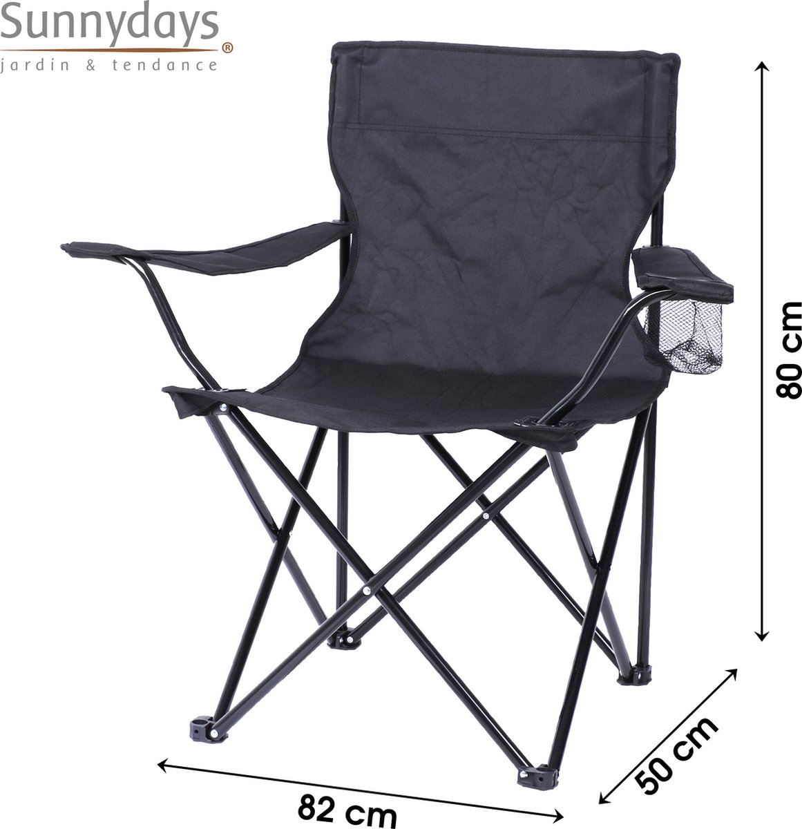 LE CAMPING" STOEL ZWART 82X50XH80CM