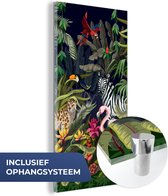 MuchoWow® Glasschilderij 80x160 cm - Schilderij acrylglas - Jungle dieren - Natuur - Jongens - Meisjes - Flamingo - Zebra - Foto op glas - Schilderijen