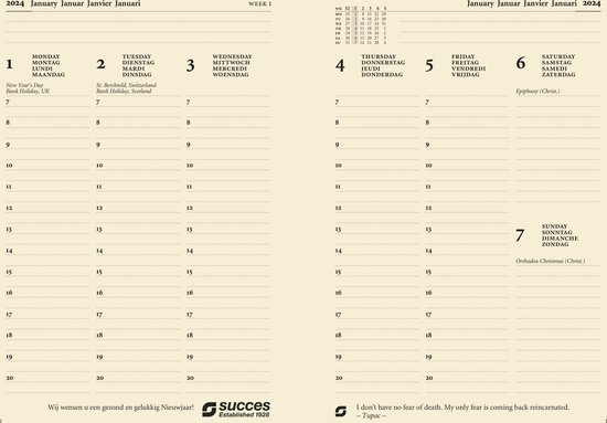 Recharge agenda 2024 Succes Executive A5 7 jours/2 pages