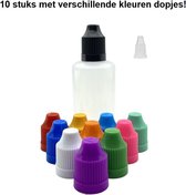10 Stuks 30ml Plastic Flesjes voor Vloeistof Hobby of Knutselen | Multicolor Dop