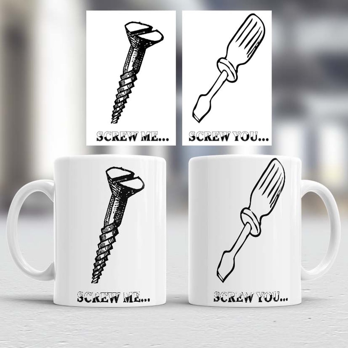 Mokken screw me/screw you - Liefde - koppels - cute - cadeau - love - couple