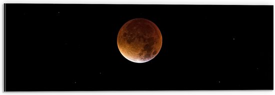 Dibond - Roodgekleurde Maan in het Heelal - 60x20 cm Foto op Aluminium (Wanddecoratie van metaal)