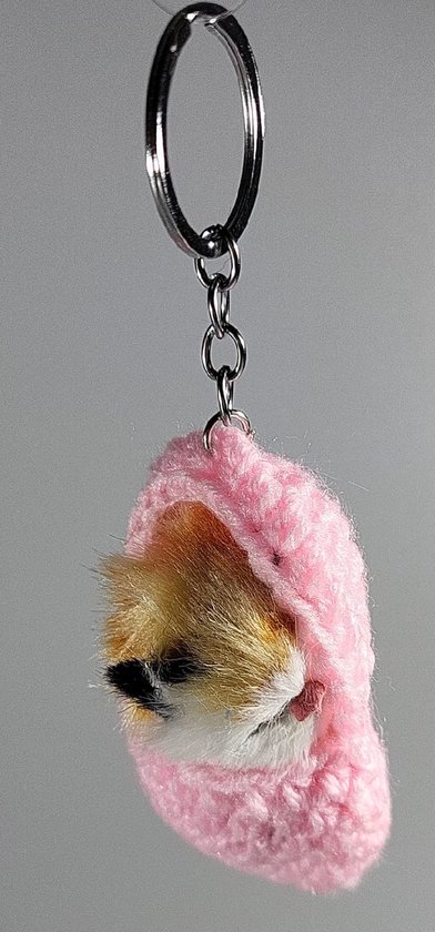 Un chat mignon et doux qui dort dans une pantoufle. Un joli porte-clés à attacher à votre trousseau de clés, par exemple. Pour soi ou en cadeau.