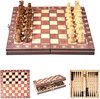 Afbeelding van het spelletje Schaakbord \ Chess figures and chessboard made of wood - Houten schaakspel, draagbaar houten schaakbord Handgemaakt schaakbordspel voor familiefeestactiviteiten