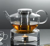Trendglas Jena - Théière Opus S avec filtre à thé en acier inoxydable - y compris support chauffant - 1,2 L