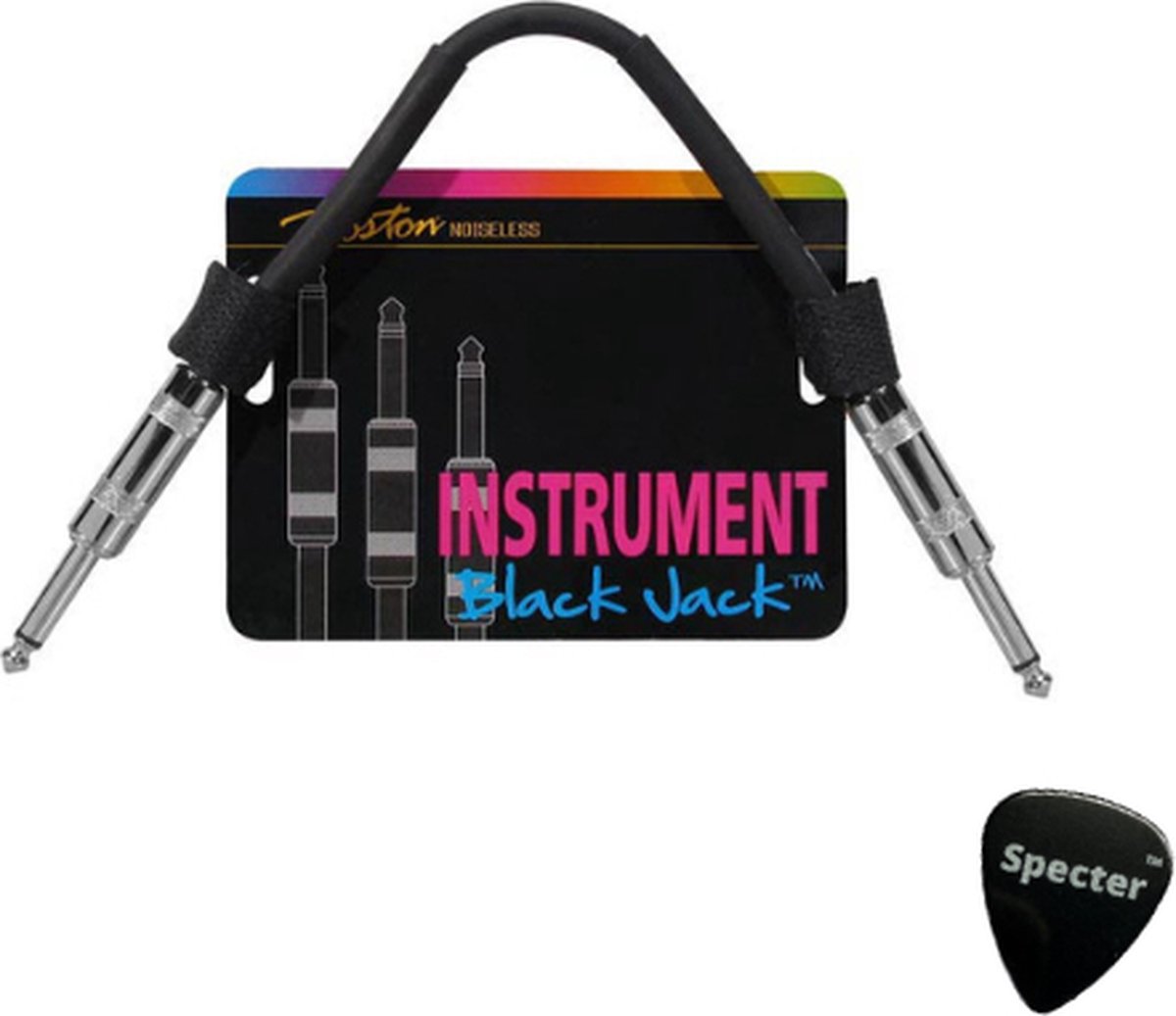 Boston Black Jack Gitaar Patch Kabel | 0.15m | Met Specter Plectrum