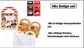 48x Delige uitdeel set Piraten - mini kleurboek - 6 delige potlood set - restaurant uitdeel evenement festival fun