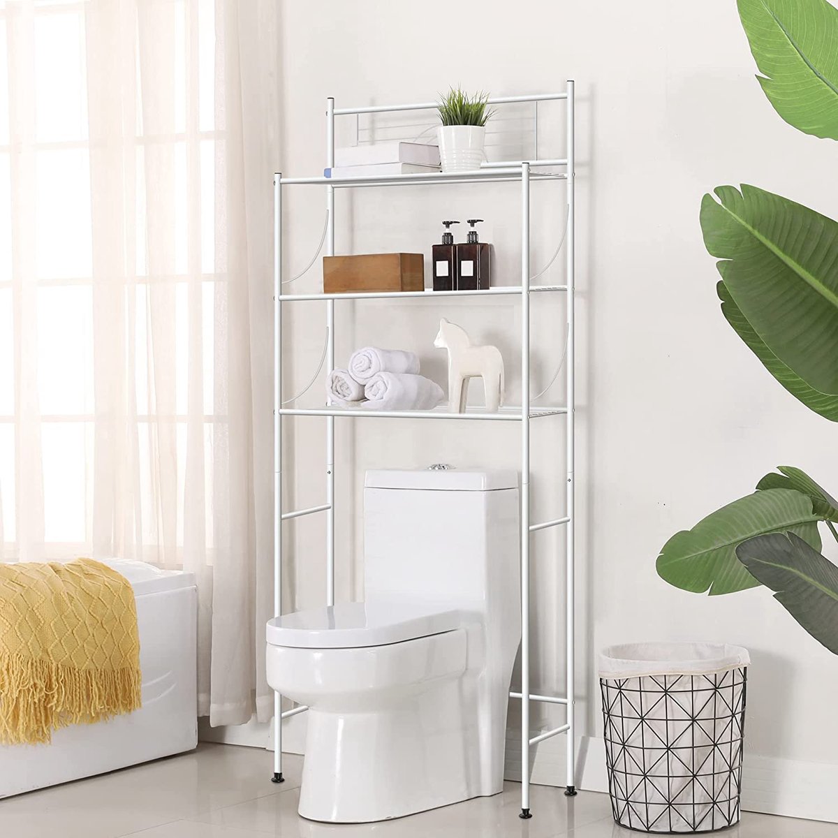MALLBOO Washing Machine Rack without Drilling, 3 Levels, Bathroom Shelf