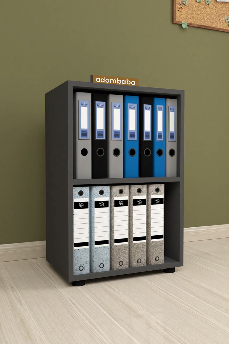 adambaba - Boekenkast - 2 Planken - Antraciet - 74x49x32 cm