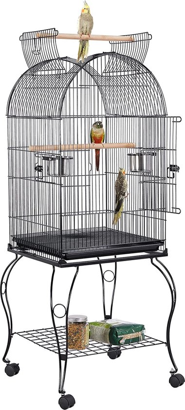 Yaheetech Large Bird Cage Bird Aviary Parrot Cage Double Cage Divider Divider Breeding Cage Bird House 96 x 46 x 53 cm Black