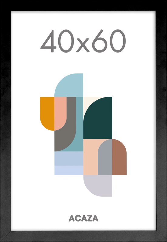 ACAZA MDF Fotokader - Fotolijst van 40x60 cm - Zwart - Plexiglas