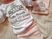 Bedrukte Baby Kleding - Geboorte pakje met naam - Little Princess - Exclusief baby pakje - Gepersonaliseerd Geboortepakje - Geboortesetje - Babyshower - Cadeau - Gepersonaliseerd kraamcadeau - Babyshower cadeau - Newborn Baby cadeau set