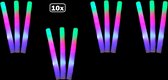 10x Foam stick LED licht multicolour - festival thema feest party disco led verlichting fun