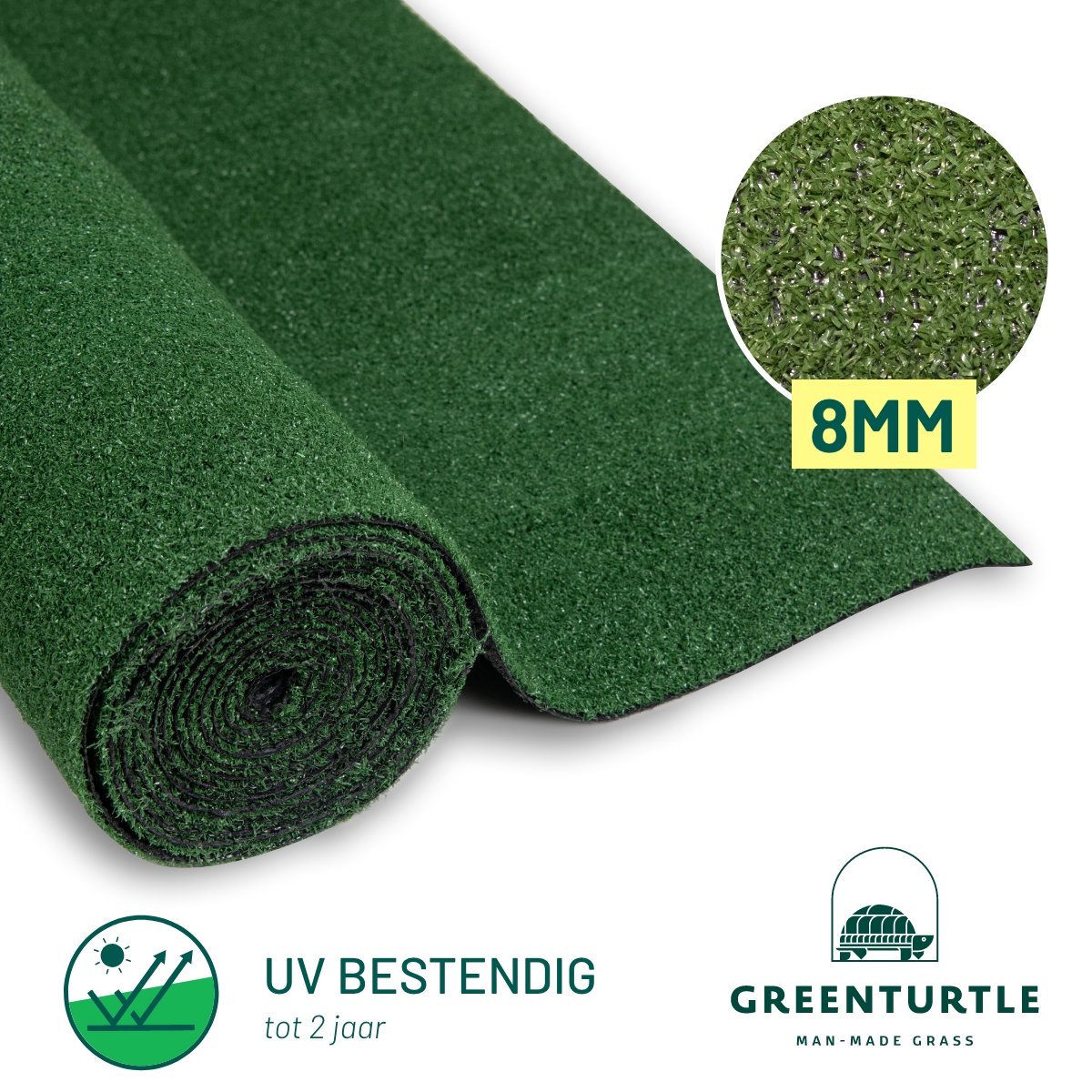 Green Turtle Kunstgras - Grastapijt 100x200cm - 8mm - ROYAL MELBOURNE - Grastapijt voor binnen en buiten - Geschikt voor tuin, balkon, terras of speelhoek