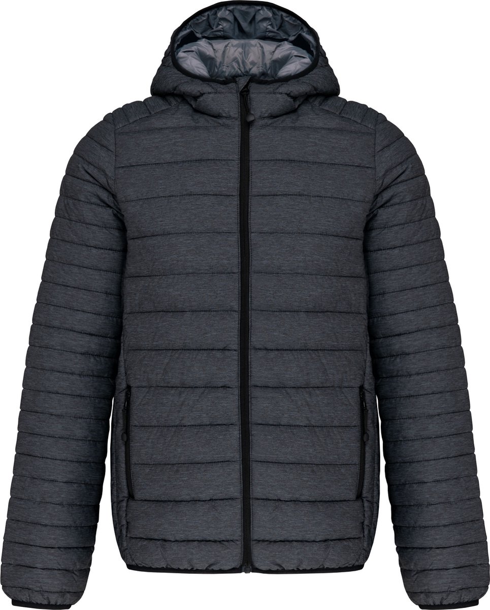 Outdoorjas ‘Lightweight Hood Padded’ merk Kariban Marl Donkergrijs
