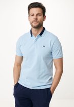 Short Sleeve Polo With Color Block Collar Mannen - Fresh Blauw - Maat S