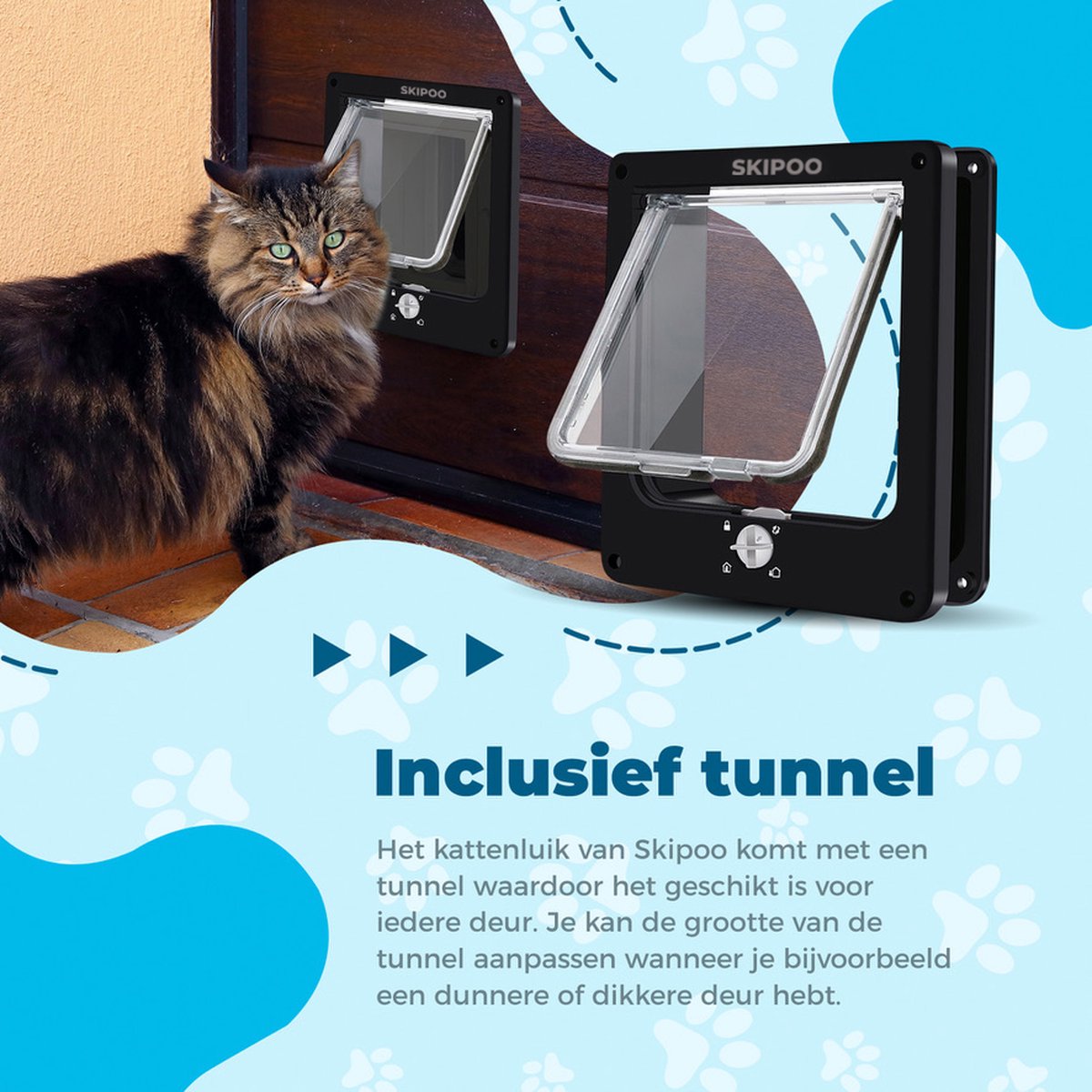 Skipoo Kattenluik met Tunnel – 4 Standen, Zwart (Grote Kat) thumbnail 2
