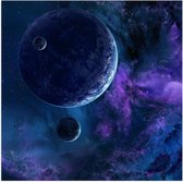 Poster Glanzend – Planeten in het Heelal - 50x50 cm Foto op Posterpapier met Glanzende Afwerking