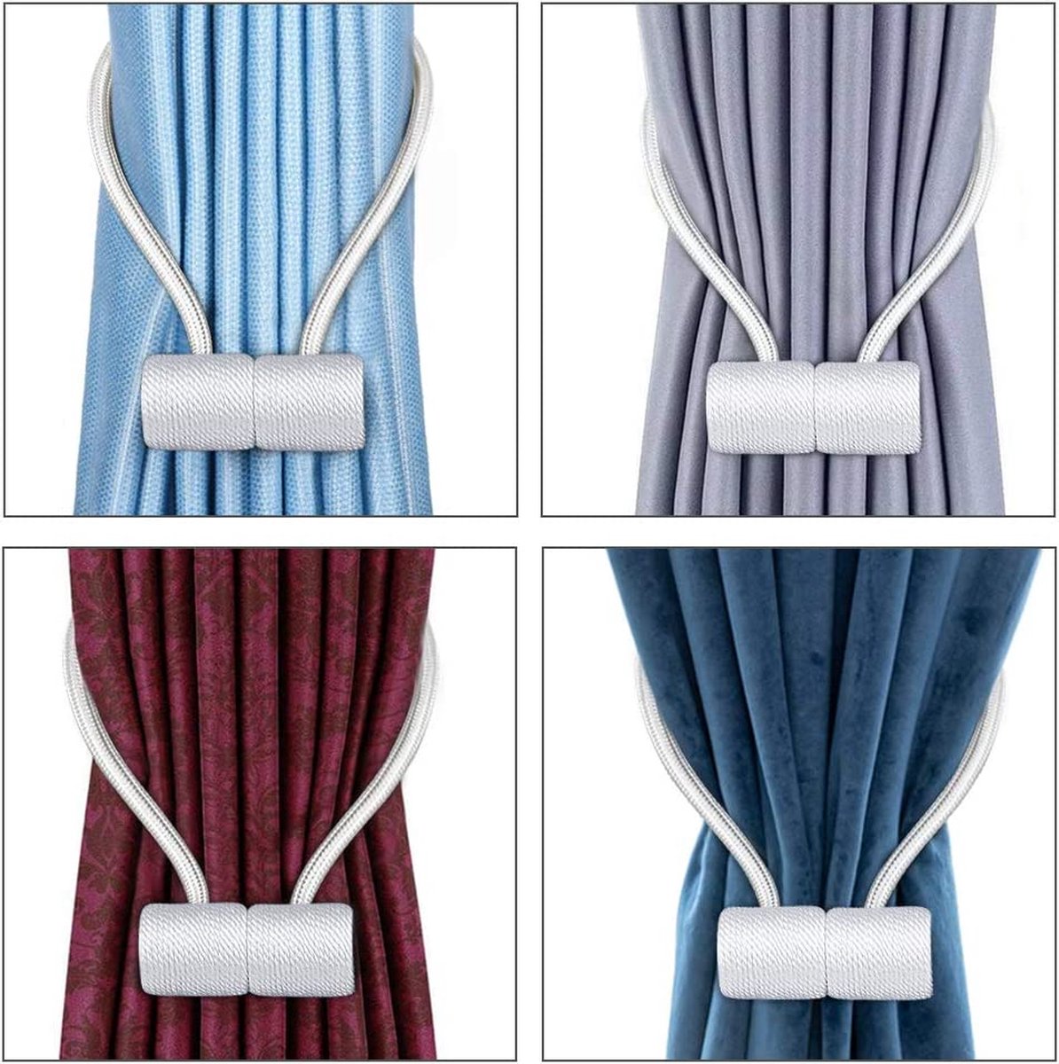 TopHomer Magnetische gordijngordijnhouders, 2 stuks, 10 kleuren, voor