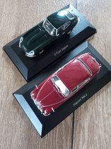 Jaguar 2 x 1 - E-Type Jaguar Zwart 1 : 43 Edition Atlas , 2 - Jaguar MK 2 Rood 1 : 43 Edition Atlas , 2 x Mint in Box , Prachtig Jaguar Pakket , Gratis Verzending