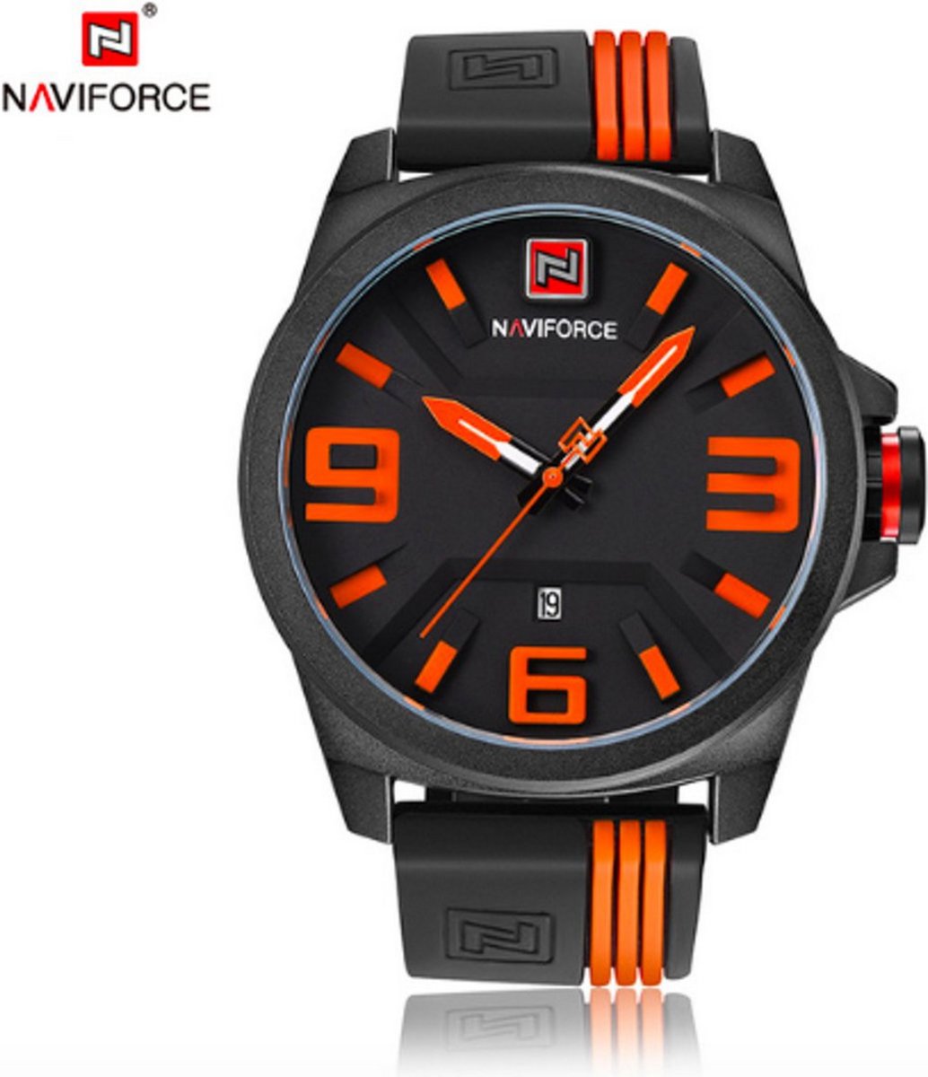 Naviforce Horloge H250 Ø 47 mm - Zwart-Oranje - Inclusief horlogedoosje