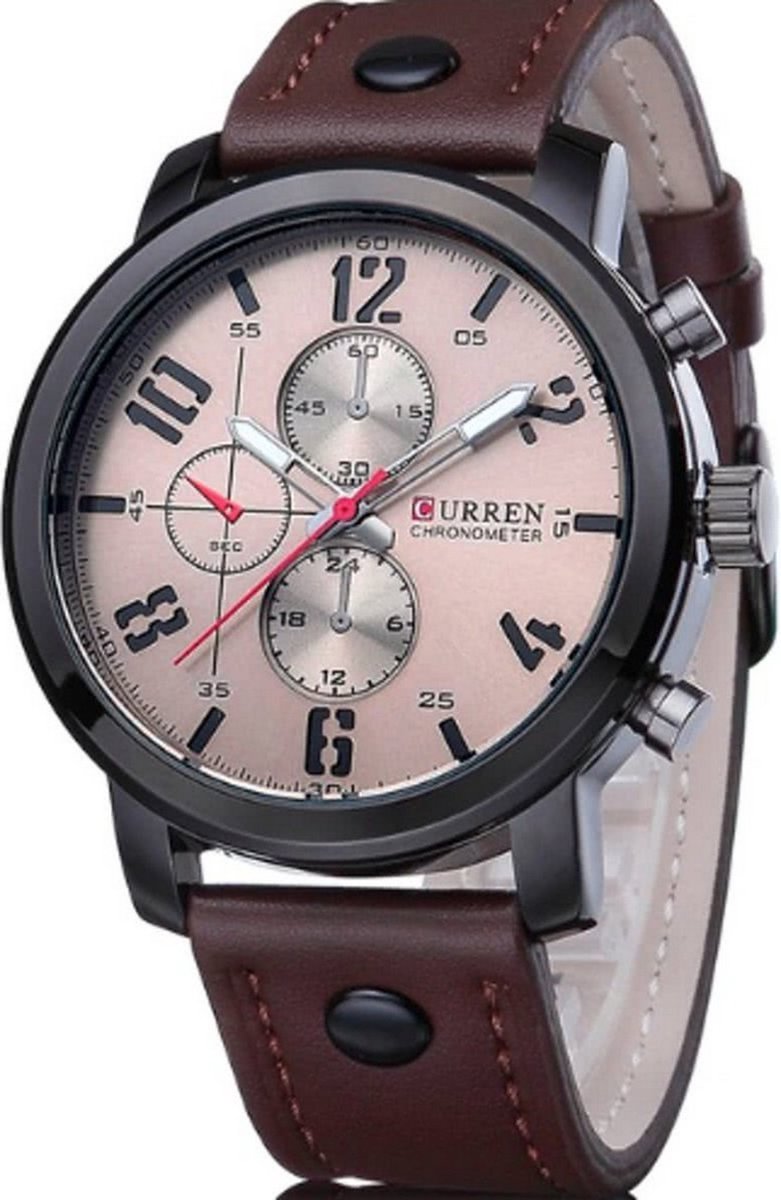 Curren Horloge Ø 37 mm - Bruin-Licht Bruin - Inclusief horlogedoosje