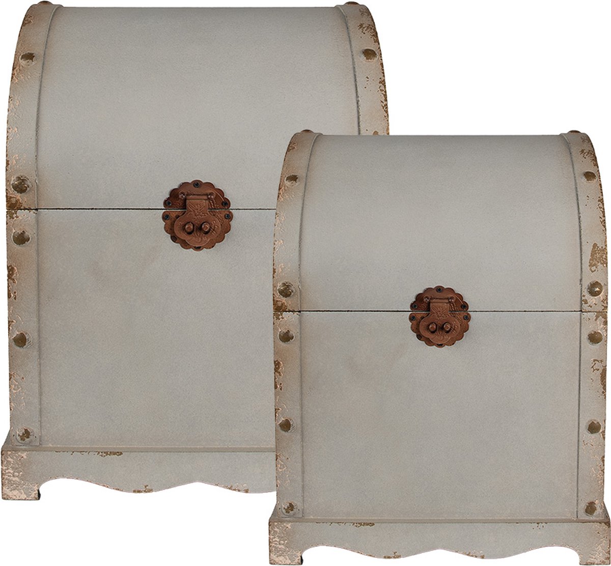Clayre & Eef Opbergkist 34x32x42 cm Grijs Hout