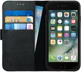 Rosso Deluxe Echt Leer Book Case Hoesje Geschikt voor Apple iPhone 6 / 6S | Ruimte voor drie pasjes | Portemonnee Book Case | Met Pasjeshouder | Zwart
