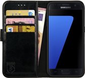 Rosso Element Book Case Wallet Hoesje Geschikt voor Samsung Galaxy S7 | Portemonnee | 3 Pasjes | Magneetsluiting | Stand Functie | Zwart