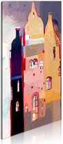 Schilderij - Prachtig herenhuis,   Multi kleur, 40x80cm