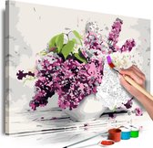 Doe-het-zelf op canvas schilderen - Vaas met Bloemen 60x40,  Europese kwaliteit, cadeau idee