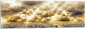Tuinposter – Abstract Schilderij van Wolken Drijvend in de Zee - 120x40 cm Foto op Tuinposter (wanddecoratie voor buiten en binnen)