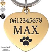 Médaille animal Coeur en titane 25 mm | Plaque d'identification | Médaille chat avec naam