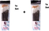 2x PXP Professional Colours 6 penselen Flat en Angle profigrime synthetic - plat en schuin - penseel grime schmink