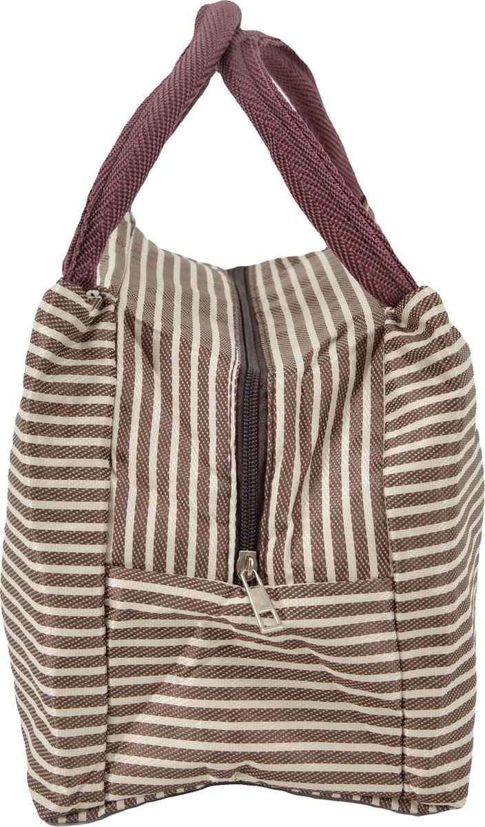 Koeltas - Bruin/Wit | Lunchtas | Polyester / Nylon | 23x15x20 cm | Fashion Favorite van Fashion Favorite — afbeelding 2