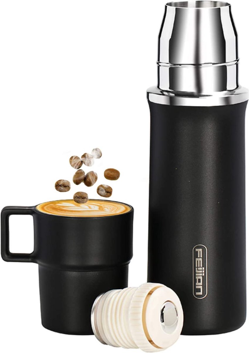 Bouteille isotherme 600 ml avec tasse pour café, bouteille thermos étanche  à l'eau,... | bol.com