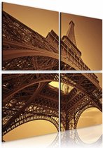 Schilderij - Eiffeltoren - Parijs, 4luik, bruin, wanddecoratie
