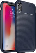 Apple iPhone XR Siliconen Carbon Hoesje Blauw