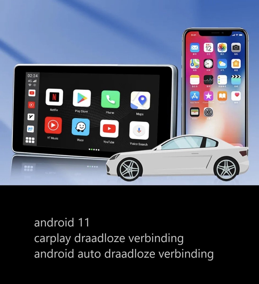 Carplay android box pour la voiture - autoradio android-  - version  netflix 3gb