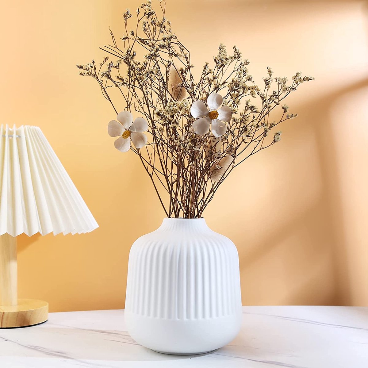 Vase En Céramique Blanc 14 Cm – Style Bohème Nordique, Décor Salon, Mariage, Bureau, Chambre
