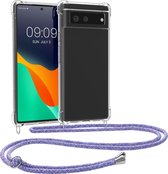 kwmobile telefoonhoesje geschikt voor Google Pixel 6 - Hoesje met telefoonkoord - Back cover in lavendel / paars / lichtblauw / transparant