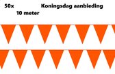 50x Vlaggenlijn oranje 10 meter - ORANJE -HOLLAND - Slingers Oranje Feest Artikelen Koningsdag