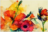 Poster Glanzend – Abstracte Bloemen in Verschillende Kleuren van Waterverf - 150x100 cm Foto op Posterpapier met Glanzende Afwerking