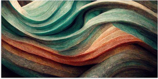 Poster Glanzend – Abstracte Golvende Vormen in Verschillende Kleuren - 100x50 cm Foto op Posterpapier met Glanzende Afwerking