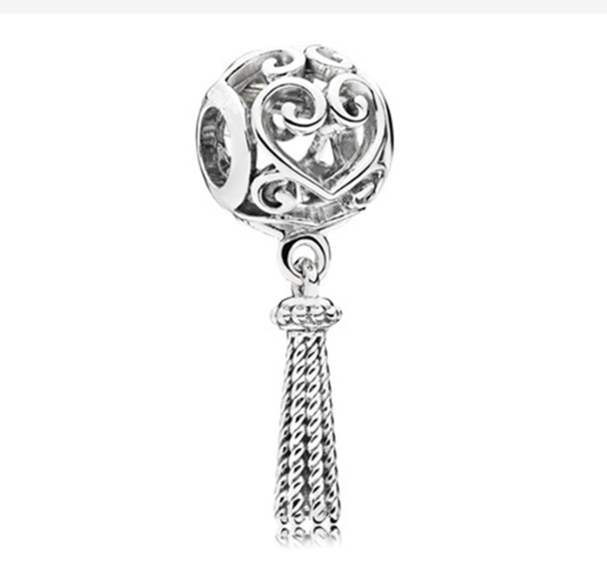 Fler® | Bedel | Past op populaire bedel armbanden | armbandbedel | Hartjesbedel opengewerkt | Hart | Longchain ketting | Kwast | Liefde | HangBedel Charm | 925 Sterling Zilver | Cadeau |
