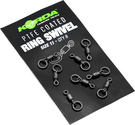 Korda PTFE Ring Swivel - Maat 11 - Zwart van Korda — afbeelding 2