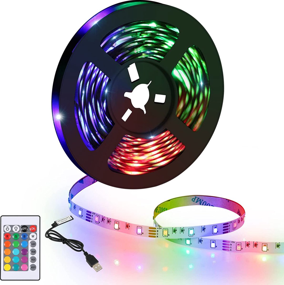 5m LED -lint, LED RGB RGB Flexibele RGB, LED LED LED -multicolor band met afstandsbediening voor slaapkamer, keuken, tv, feest