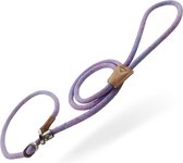 Leashr Hondenriem - Retrieverlijn - Dubbele Stop - Leiband met Halsband - Half Slip - Paars - Kwaliteit - 1 CM x 170 CM