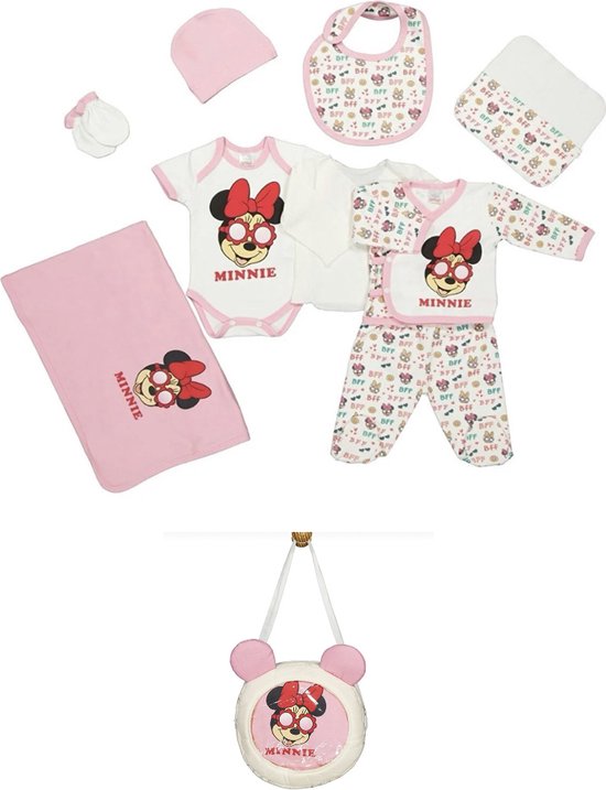 Minnie mouse tas cadeau - Disney Minnie mouse 10-delige baby newborn kleding set - Newborn set - Babykleding - Babyshower cadeau - Kraamcadeau