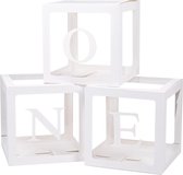 Trois blocs de ballons à lettres transparents Un blanc - ballon - boîte - un - cakesmash - premier 1 - anniversaire - décoration